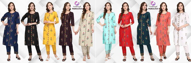 Vv Fabulous Latest Designer Casual Wear Cotton Embroidery Kurtis With Bottom Collection
